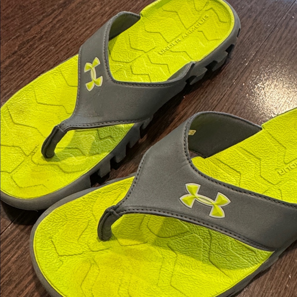 Under Armour Men’s  Sandals - Gray and Neon Green - Picture 2 of 5